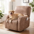 thumbnail image 1 of Eurhowing Recliner Chair Cover 4-Piece, PU Leather Waterproof Stretch Recliner Slipcover, Non-Slip Furniture Protector for Pets Kids, Khaki, 1 of 9
