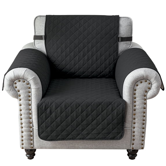 Eurhowing Recliner Chair Cover Waterproof, Non-Slip Couch Protector, Reversible Quilted Sofa Slipcover with Elastic Straps for Pets Kids, 21 Inch, Black