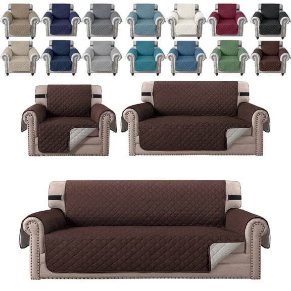 Eurhowing Waterproof Sofa Slipcover, Reversible Non-Slip Quilted Couch Cover, Washable Stretch Furniture Protector for Kids Pets (Brown, Sofa)