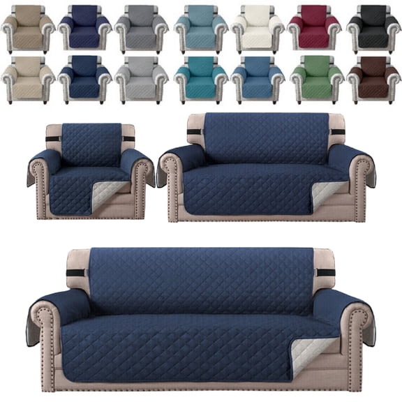 Eurhowing Waterproof Sofa Slipcover, Reversible Non-Slip Quilted Couch Cover, Washable Stretch Furniture Protector for Kids Pets (Navy Blue, Recliner)