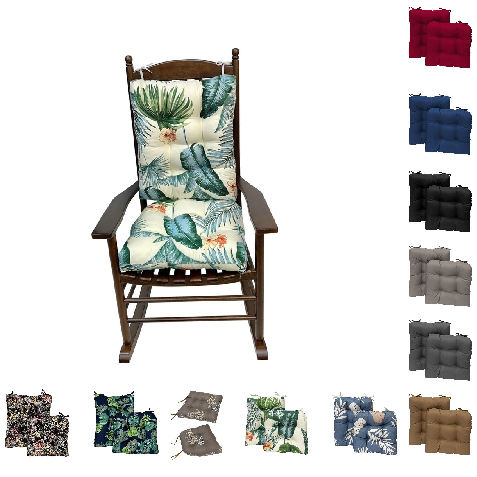 Eurhowing Outdoor Rocking Chair Cushions 2-Piece, Waterproof & Fade Resistant Patio Seat Pads, Non-Slip Replacement Cushions for Adirondack Chair, Hawaiian, 1Pack