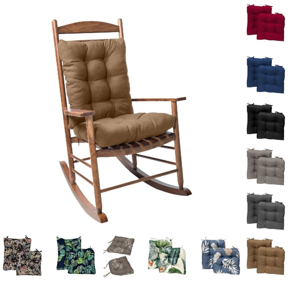 Eurhowing Outdoor Rocking Chair Cushions 2-Piece, Waterproof & Fade Resistant Patio Seat Pads, Non-Slip Replacement Cushions for Adirondack Chair, Khaki, 1Pack