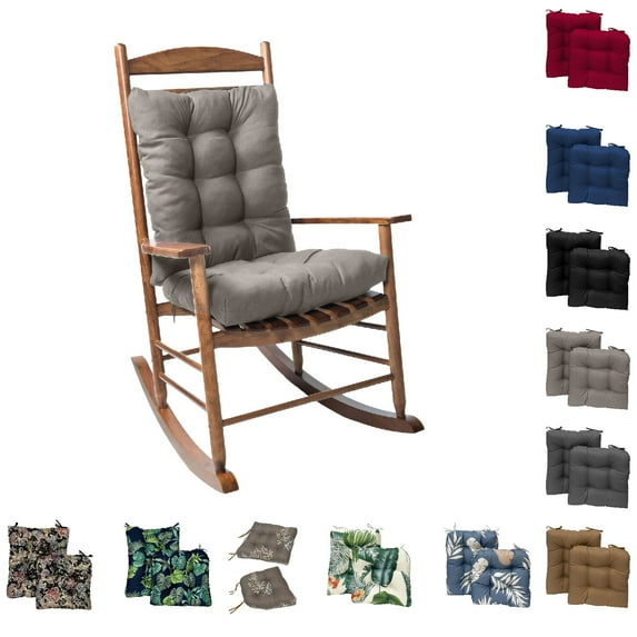 Eurhowing Outdoor Rocking Chair Cushion 2 Pcs, Fade & Water Resistant Patio Seat Cushions for Adirondack Chair, Non-Slip Deep Seat Chair Pads for Garden, Porch, Light Gray