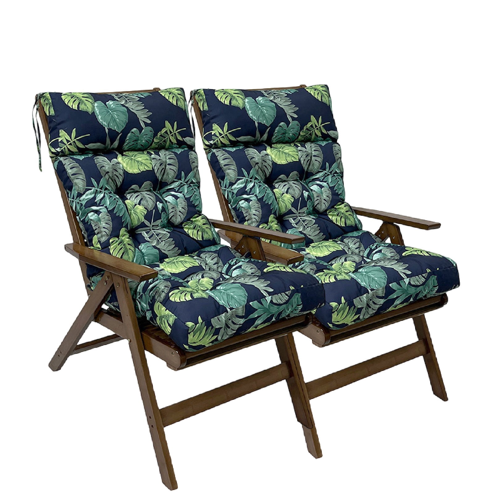 Eurhowing Adirondack Chair Cushion 1Pcs, 49"x21"x4" Thick Waterproof Outdoor Patio Seat Cushion with Ties, UV & Fade Resistant Rocking Chair Cushions, Green Leaves