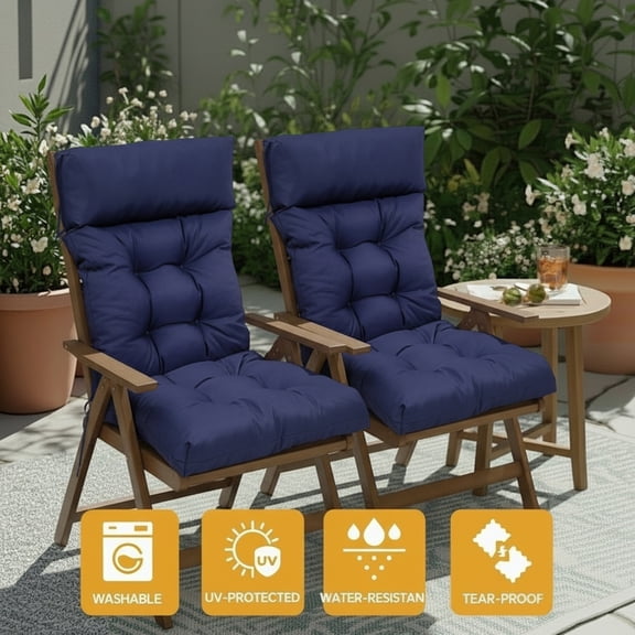 Eurhowing Adirondack Chair Cushion 1Pcs, 49"x21"x4" Thick Waterproof Outdoor Patio Seat Cushion with Ties, UV & Fade Resistant Rocking Chair Cushions, Navy