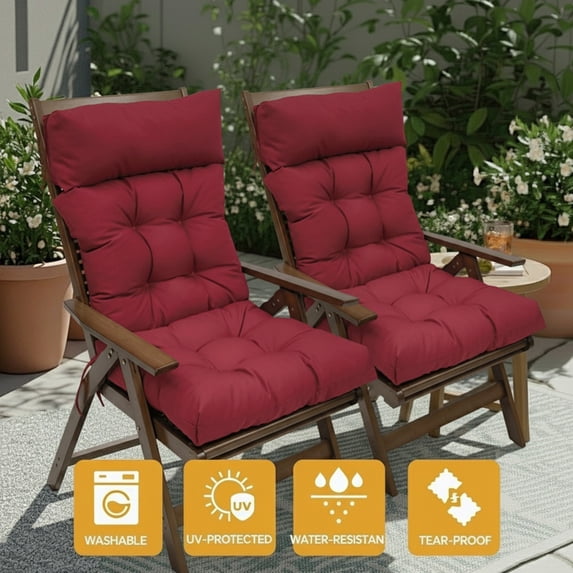 Eurhowing Adirondack Chair Cushion 1Pcs, 49"x21"x4" Thick Waterproof Outdoor Patio Seat Cushion with Ties, UV & Fade Resistant Rocking Chair Cushions, Red