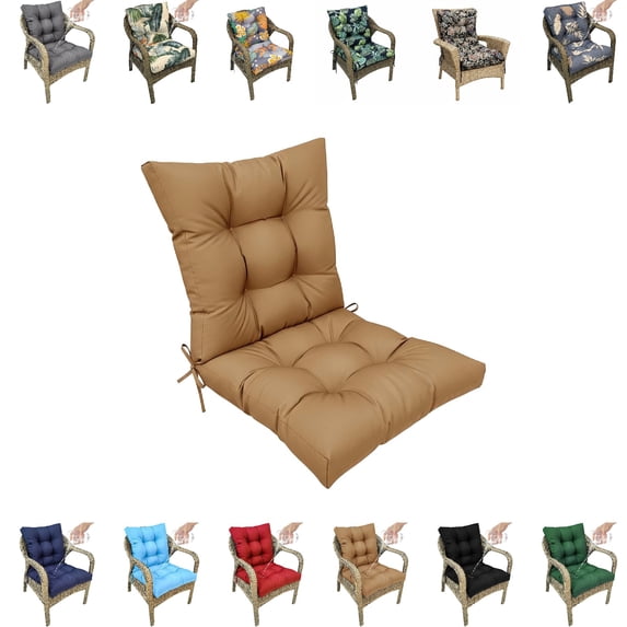 Eurhowing One-Piece Outdoor Rocking Chair Cushion, Waterproof Non-Slip High-Back Seat Pad with Ties, Patio Cushions for Garden, Lawn Furniture, 42x21x3 Inch, Light Brown, 1 Pack