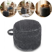 Eurhowing Round Pouf Ottoman, Furry Plush Foot Rest Stool, Modern Accent Floor Poof Foot Stool for Living Room Bedroom, Dark Gray