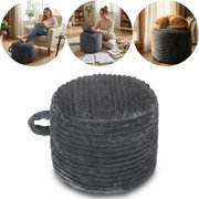 Eurhowing Round Pouf Ottoman, High-Density Foam Fluffy Foot Rest Stool, Non-Slip Soft Footrest Pouf for Living Room Bedroom, Dark Gray