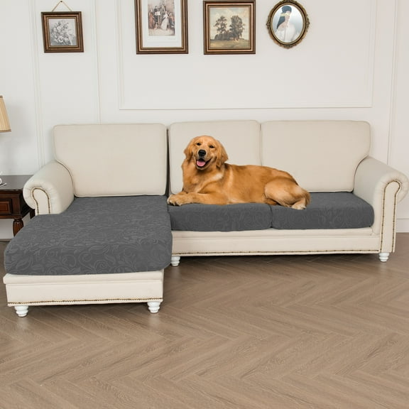 Eurhowing Stretch Sofa Slipcovers 3-Piece Set, Separate Non-Slip L Shape Sectional Couch Covers, Jacquard Left/Right Chaise Lounge Protector, Dark Gray