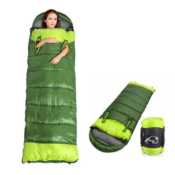 Eurhowing 4-Season Sleeping Bag for Adults, 4.3lbs Lightweight & Water-Resistant Cold Weather Sleeping Bag, 5℉-50℉, Ideal for Backpacking & Camping, Right, Green