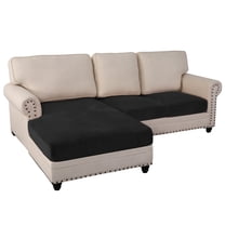 Eurhowing 3-Piece Velvet Sectional Sofa Covers for L-Shaped Chaise Lounge Couches, Stretch Soft Non-Slip Separate Slipcovers, 2 Seater & 1 Chaise Protectors, Black