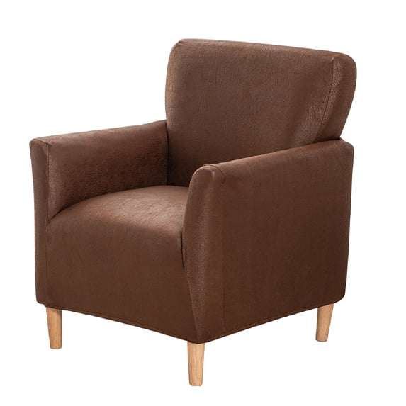 Eurhowing Stretch Armchair Slipcover, 1-Piece PU Leather Chair Cover with Arms, Waterproof Accent Chair Protector for Living Room, Coffee