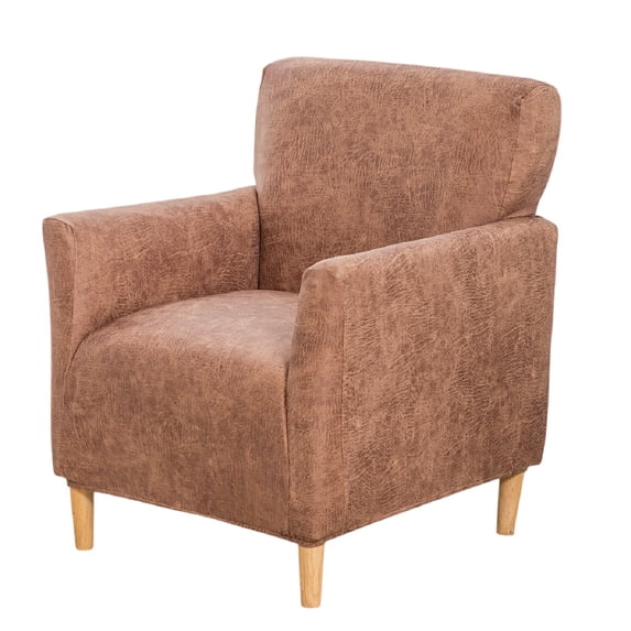 Eurhowing Stretch Armchair Slipcover, 1-Piece PU Leather Chair Cover with Arms, Waterproof Accent Chair Protector for Living Room, Khaki