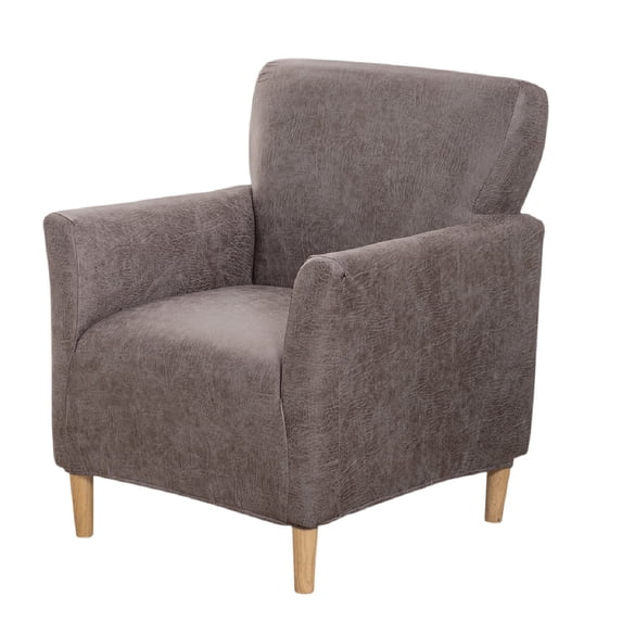 Eurhowing Stretch Armchair Slipcover, 1-Piece PU Leather Chair Cover with Arms, Waterproof Accent Chair Protector for Living Room, Taupe