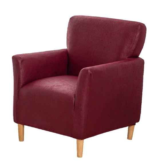 Eurhowing Stretch Armchair Slipcover, 1-Piece PU Leather Chair Cover with Arms, Waterproof Accent Chair Protector for Living Room, Wine Red