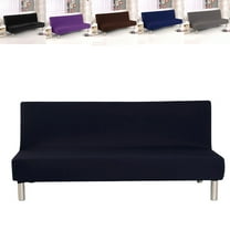 Eurhowing Stretch Futon Slipcover, Polyester Spandex Armless Sofa Bed Cover with Elastic Hem, 3-Seater Couch Sofa Protector, Black