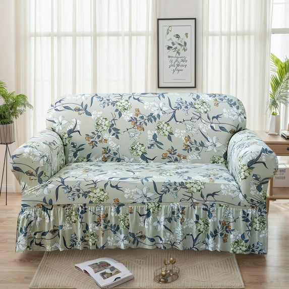 Eurhowing Stretch Sofa Slipcover, Elastic Sofa Cover, Universal Fit Furniture Protector with Skirt, Machine Washable, Pet Friendly, 2-Seater