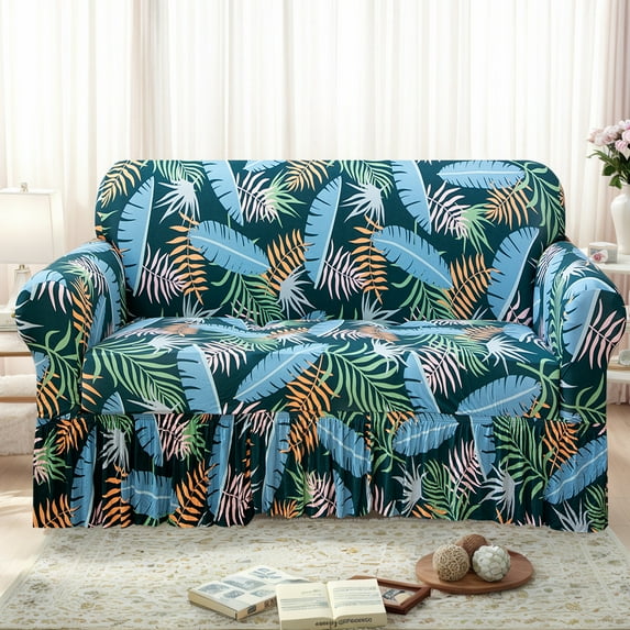 Eurhowing Stretch Sofa Slipcover, Elastic Sofa Cover, Universal Fit Furniture Protector with Skirt, Machine Washable, Pet Friendly, 2-Seater