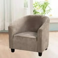thumbnail image 1 of Eurhowing Stretch Tub Chair Slipcover, Elastic Soft Velvet Armchair Cover, Washable Furniture Protector for Living Room, Office, Taupe, 1 of 10