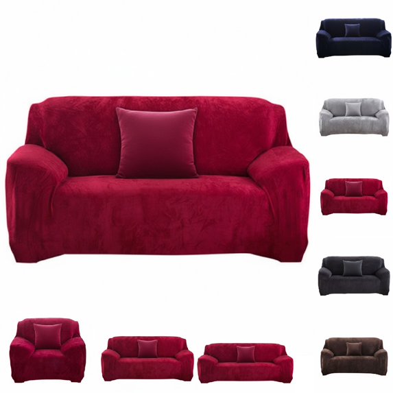 Eurhowing Stretch Velvet Sofa Slipcover for 2-Seater, Non-Slip Couch Cover with Pillowcase, Pet & Stain Resistant Furniture Protector for Living Room (Burgundy)