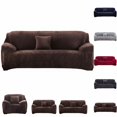 thumbnail image 1 of Eurhowing Stretch Velvet Sofa Slipcover for 4-Seater, Non-Slip Couch Cover with Pillowcase, Pet & Stain Resistant Furniture Protector for Living Room (Coffee), 1 of 9