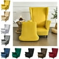 thumbnail image 1 of Eurhowing Stretch Wingback Chair Covers for Living Room, 2-Piece Velvet Soft Slipcovers with Cushion Cover, Furniture Protector for Home & Hotel Use, Ginger Yellow, 1 of 10