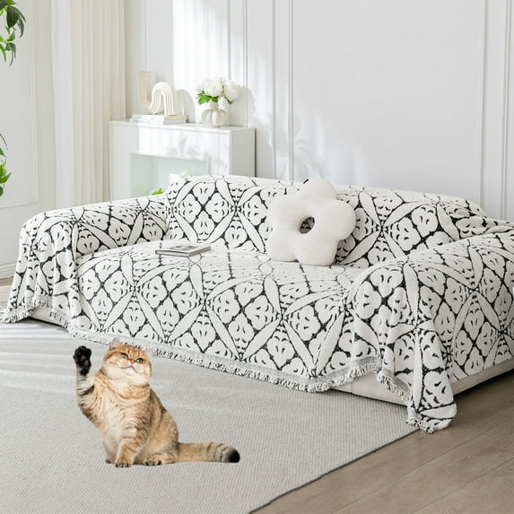 Eurhowing Stretchable Sofa Cover for 3-Cushion Couches, Reversible Non-Slip L-Shaped Sectional Slipcover, Washable Furniture Protector for Pets & Kids, 71"×102", Black