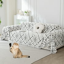 Eurhowing Stretchable Sofa Cover for 3-Cushion Couches, Reversible Non-Slip L-Shaped Sectional Slipcover, Washable Furniture Protector for Pets & Kids, 71"×102", Black