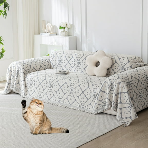 Eurhowing Stretchable Sofa Cover for 3-Cushion Couches, Reversible Non-Slip L-Shaped Sectional Slipcover, Washable Furniture Protector for Pets & Kids, 71"×102", Gray