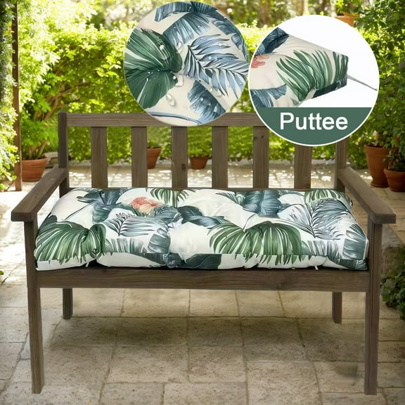 Eurhowing Thick Outdoor Bench Cushion, 52"x20"x4" Waterproof Fade-Resistant Porch Swing Cushions with Ties, High-Density Patio Garden Furniture Cushion, Hawaiian