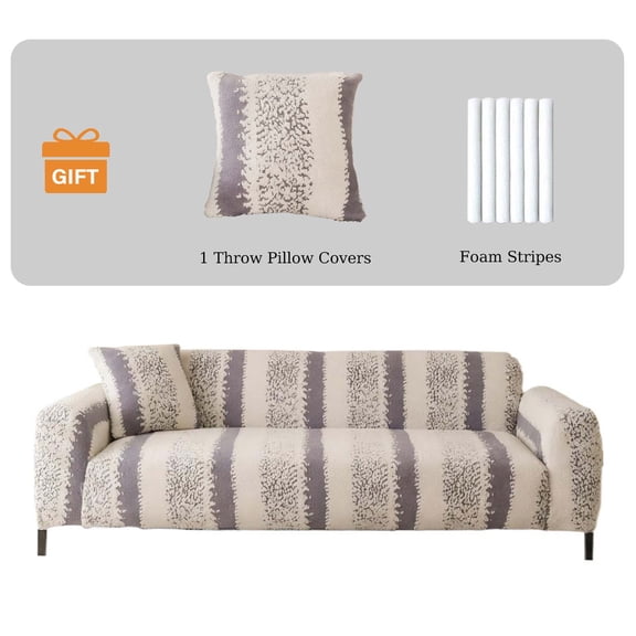 Eurhowing 1/2/3/4 Seater Sofa Cover, Fuzzy Plush Stretch Couch Slipcover, Non-Slip Shaggy Fleece Furniture Saver Protector for Living Room, Gray