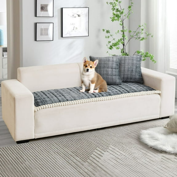 Eurhowing Thicken Pet Sofa Cover, Non-Slip Pet Friendly Couch Protector, Plush Dog Proof Slipcover for Living Room, 28"×60", Dark Gray