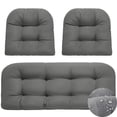 thumbnail image 1 of Eurhowing Outdoor Wicker Chair Cushions Set of 3, Waterproof Tufted Seat Cushions, Patio Furniture Cushions for Bench Settee Couch, Gray, 1 of 8
