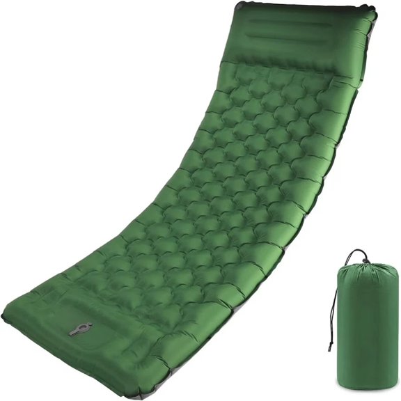 Eurhowing Inflating Sleeping Pad with Pillow, 4.7" Thick Camping Mattress with Built-in Foot Pump, Waterproof Air Mattress for Backpacking Hiking Travel, Green
