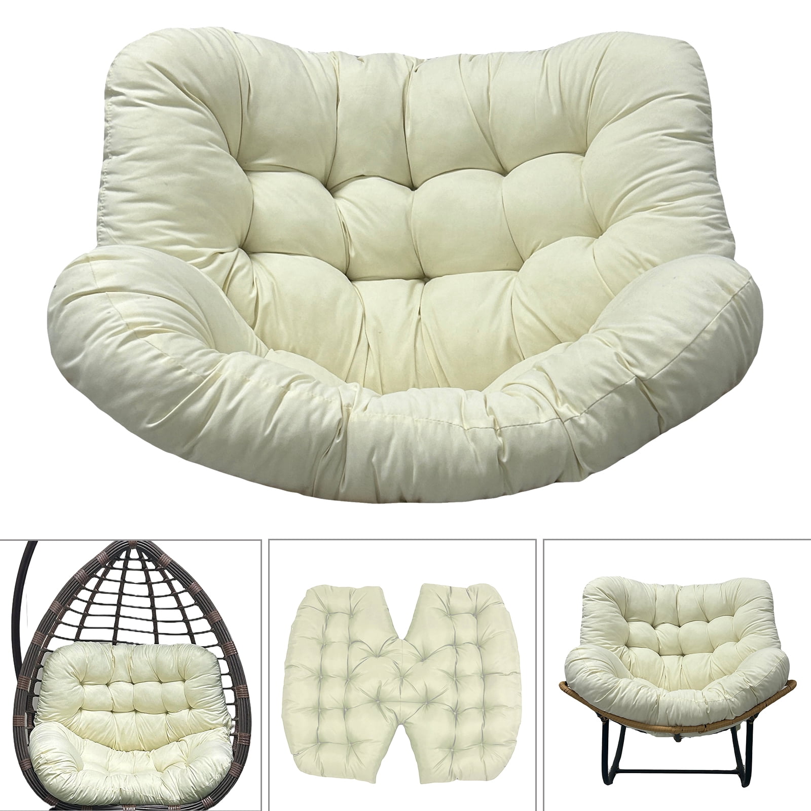 Eurhowing 4" Thick Egg Chair Cushion Replacement, Waterproof & Non-Slip Outdoor Patio Swing Chair Cushions, High-Density Soft Hanging Basket Seat Cushion, Beige