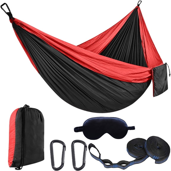Eurhowing Double Camping Hammock with Tree Straps, 600lbs Capacity Portable 2 Person Hammock, Quick-Dry Tear-Resistant Nylon Travel Hammock, Red
