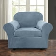 thumbnail image 1 of Eurhowing 2-Piece Velvet Sofa Slipcover for 1-Seater Couch, Stretch Soft Non-Slip Pet-Friendly Couch Cover, Elastic Washable Furniture Protector, Gray Blue, 1 of 8