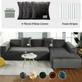 thumbnail image 1 of Eurhowing Velvet L-Shaped Sectional Sofa Cover with 4 Pillowcases, Stretch Soft Couch Slipcovers 3 Seater+4 Seater, Sofa Furniture Protector, Dark Grey, 1 of 12