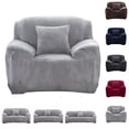thumbnail image 1 of Eurhowing Stretch Velvet Sofa Slipcover for 1-Seater, Non-Slip Couch Cover with Pillowcase, Pet & Stain Resistant Furniture Protector for Living Room (Gray), 1 of 9