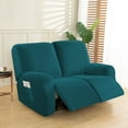 thumbnail image 1 of Eurhowing 2-Seater Recliner Sofa Cover, Stretch Velvet Reclining Loveseat Slipcover with Pockets, Furniture Protector for Pets & Kids, Green, 1 of 8
