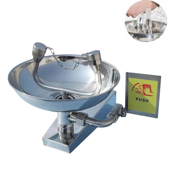 Eurhowing Wall Mounted Emergency Eye Wash Station, Stainless Steel Eyewash, Industrial Safety Bowl Eyewash for Labs & Factories