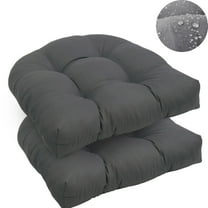 Eurhowing Water Resistant Seat Cushions 19x19x4 Inch, 2-Pack Outdoor Chair Cushions with Ties, High-Density Foam Patio Furniture Cushions, Dark Gray