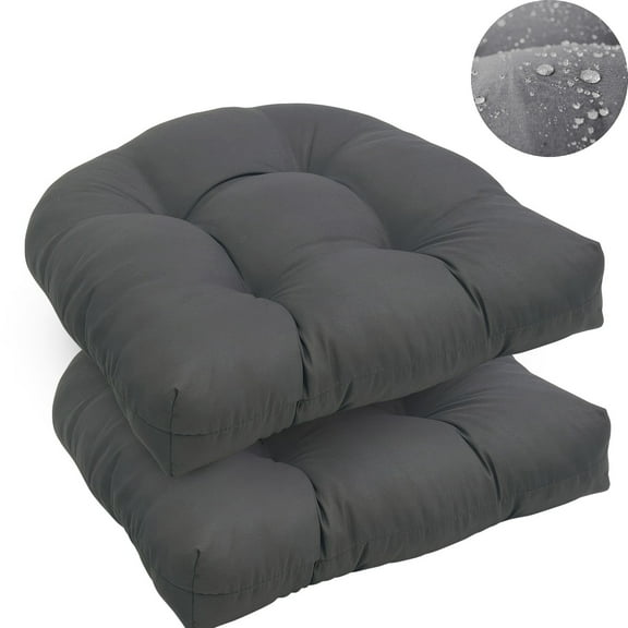 Eurhowing Water Resistant Seat Cushions 19x19x4 Inch, 2-Pack Outdoor Chair Cushions with Ties, High-Density Foam Patio Furniture Cushions, Dark Gray