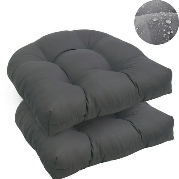 Eurhowing Water Resistant Seat Cushions 19x19x4 Inch, 2-Pack Outdoor Chair Cushions with Ties, High-Density Foam Patio Furniture Cushions, Dark Gray