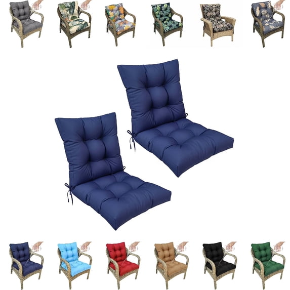 Eurhowing Waterproof Patio Rocking Chair Cushions 1-Piece, 3" Thick Outdoor Chair Cushion with Ties, Non-Slip Seat Pad for Garden Lawn Furniture, 2Pack, Navy