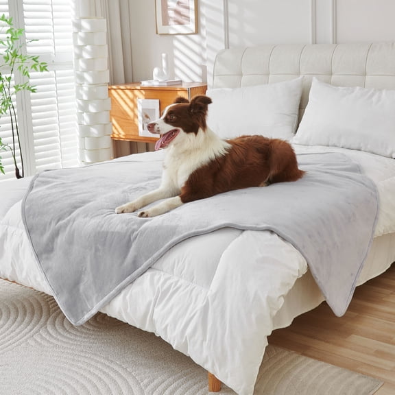 Eurhowing Waterproof Pet Blanket, Reversible Sherpa & Fleece Dog Bed Protector Pad, Liquid Pee Proof Sofa Guard Mat for Medium Large Dogs & Cats, 30"×40", Light Gray