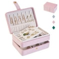 thumbnail image 1 of Eurhowing Women's Compact Jewelry Travel Case, Velvet Portable Organizer Box, Dual-layer Elegant Jewelry Box for Earrings, Necklaces, Rings, Pink, 1 of 10