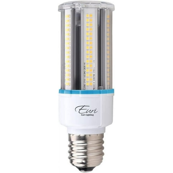 Euri Lighting ECB27W-303sw, LED Corn Bulb, CCT (3K, 4K, 5K) & Wattage Tunable (27W, 18W, 12W), 135-150LM/W, 100~277VAC, Step Dimming, IP64, Fully Enclosed Rated, DLC 5.1, UL, White