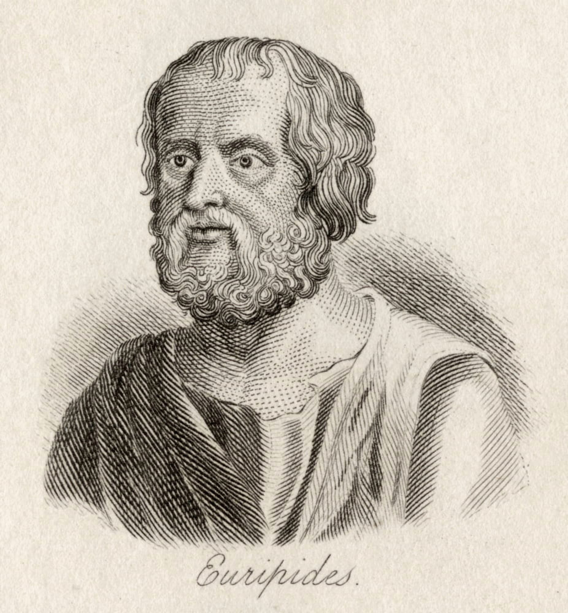Euripides 480 Ac-406 Ac Ancient Greek Dramatist And Tragic Poet Engraved By JWCook Canvas Art - Ken Welsh Design Pics (14 x 15)